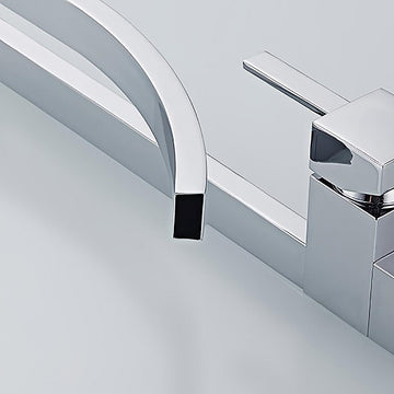 Single Handle Single Hole Bathroom Sink Faucet with Waterfall Spout in Chrome Brass